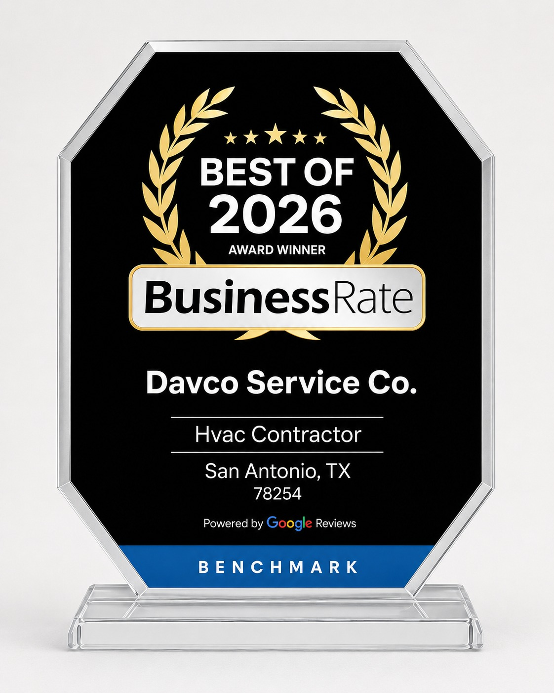 BusinessRate Best of 2026 Award Winner for Davco Service Co., HVAC Contractor in San Antonio